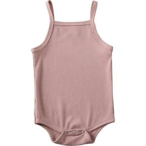 Newborn Baby Boys Girls clothes off shoulder strap solid cotton Bodysuit sleeveless kids Toddler lovely Jumpsuit one pieces