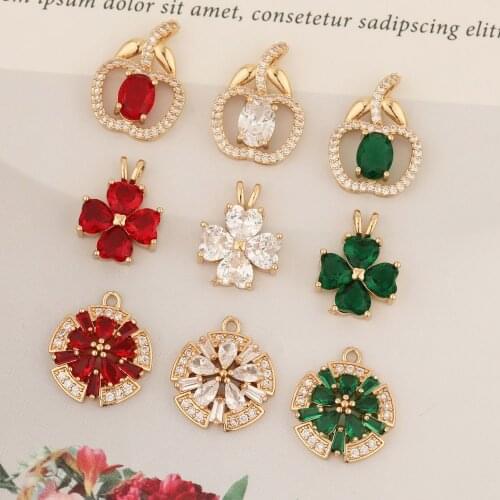 HAOSAW 4Pcs Jewelry Accessories/DIY/Pendants For Necklace/Hand Made/Flower Shape/CZ Charms/Jewelry Findings & Components