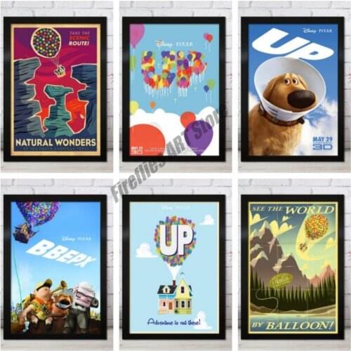 Canvas Painting Flying House Around Pixar Disney Anime Wall Art Nordic Posters and Prints Pictures for Living Room Decoration