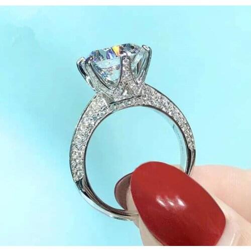 1.5ct/3ct D Color Round 18K White Gold Plated 925 Silver Moissanite Ring Diamond Test Passed Jewelry Woman Girlfriend Gift