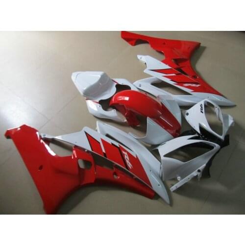 Injection mold Fairing kit for YAMAHA YZFR6 06 07 YZF R6 2006 2007 YZF600 yzfr6 06 ABS White hot red Fairings set+7gifts YA35