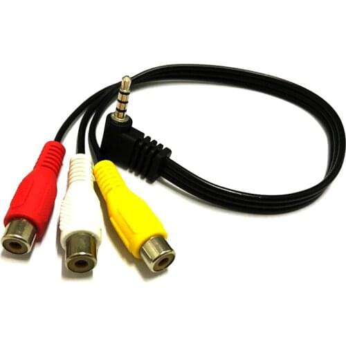 Elbow 90-degree four-section 3.5mm audio revolution 3RCA lotus female one-point three-audio video AV yellow white red cable