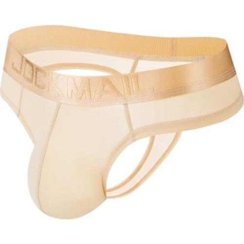 Mens Thong Sexy T-Back G String Ultra-thin Underwear Ice Silk Bikini Transparent Jockstrap Men Thongs tanga hombre G-string