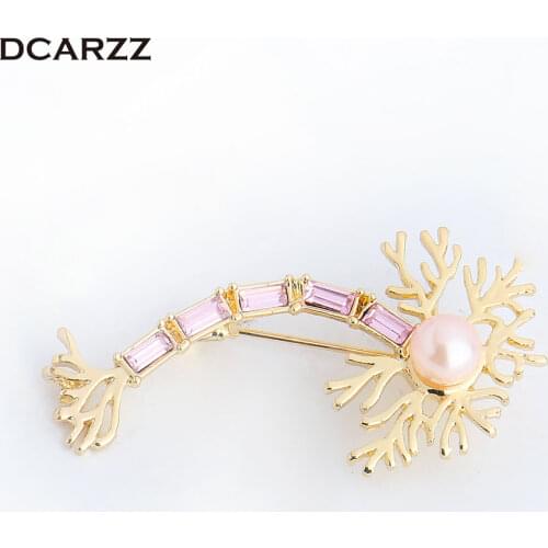 Neuron Pin with Pink Pearl and Crystals Medical Jewelry,Brain Nerve Cell Brooch Chemistry Jewelry Gift for Doctor Pin Wholesale