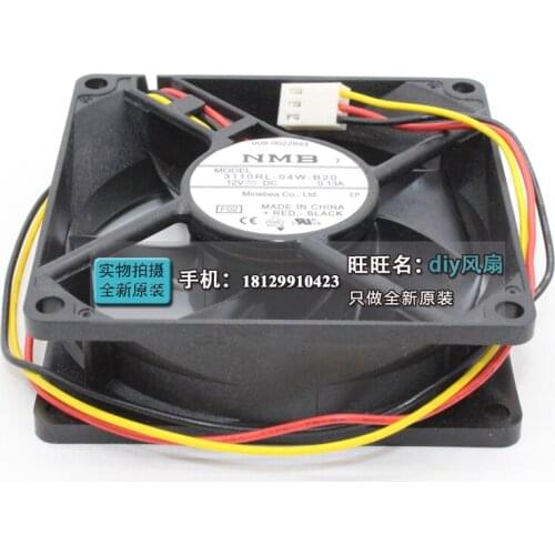 NMB-MAT 3110RL-04W-B20 F02 DC 12V 0.13A 80x80x25mm 3-wire Server Cooling Fan