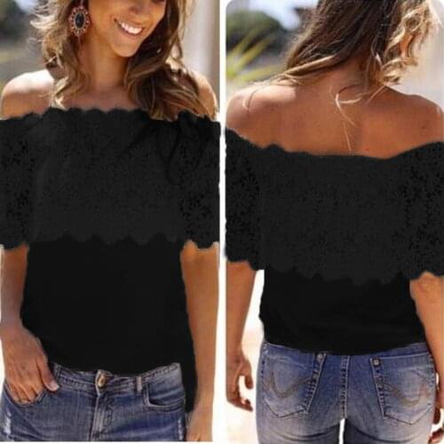 2020 New Summer Chiffon Shirt New Elegant Women Tops Short Sleeve Lace Stitching T-shirt 5-colors Plus Size S-6XL