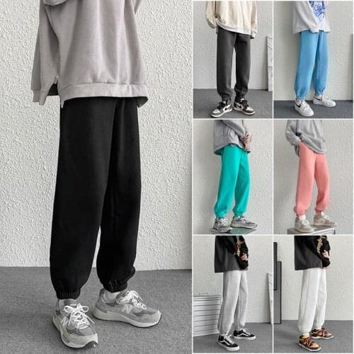 2021 New Mens Fashion Trend Casual Pants Streetwear Elastic Waist Trousers Solid Color Joggers Sweatpants Plus Size M-5XL