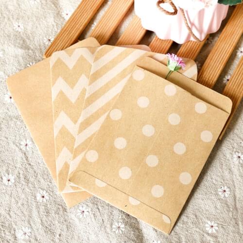 30pcs Kraft Paper Bags Zigzag Stripe Polka Dot Gift Bags Wedding Birthday Party Greeting Card Packaging Bags Warpping Supplies