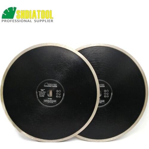 SHDIATOOL 2pcs 350mm Hot-pressed Continue rim diamond cutting Disc Porcelain Tile Ceramic marble Diamond wheel Saw Blades