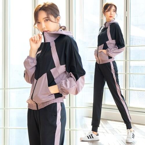 Women Sportswear Tracksuit Loose Zip Up Hooded Jacket Sweatshirt+pant Running Jogger Fitness Yoga Workout Casual Set Sport Suit