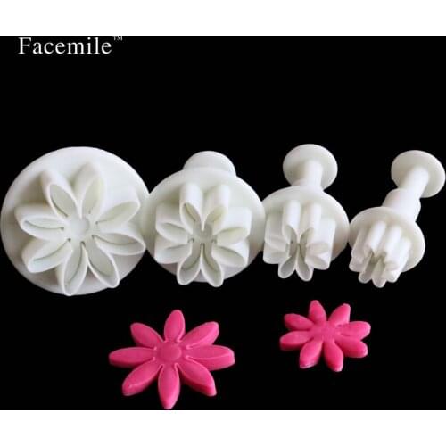 Cake Baking Cookie Mold Fondant Cake Tools 4Pcs Daisy Cake Biscuit Sugarcraft Cookies Plungers Paste Cutter Tools