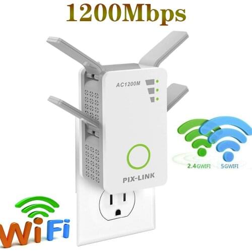 1200Mbps Router WiFi Extender WPS Encryption Signal Booster Wireless Amplifier Repeater Dual Band 2.4/5GHz Wi-Fi Range Plug