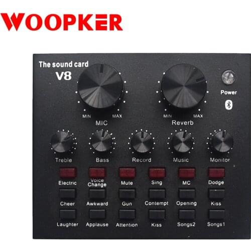 External Audio V8 Live Sound Card Headset Microphone Personal Streamer Broadcast for PC Phone Computer Webcast