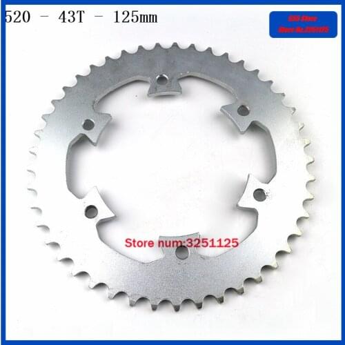 Aluminum alloy silvery 520 43T Teeth 125mm Rear sprockets for Monkey motorcycle scooter drive gear Drive Chain Sprocket