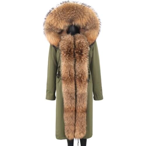 Waterproof Real Fur Coat Women Natural Fox Fur Hood Luxury Winter 7xl Jacket 2021 New X-long Parka Outerwear Detachable