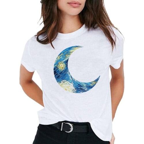 Van Gogh Oil Art Print Vintage T-shirt Fashion Abstract T-shirt Female Top Casual New Streetwear Hipster T Shirt Tee