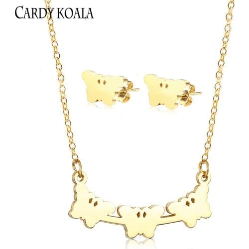 Retro butterfly suit necklace female simple temperament earrings personality pendant