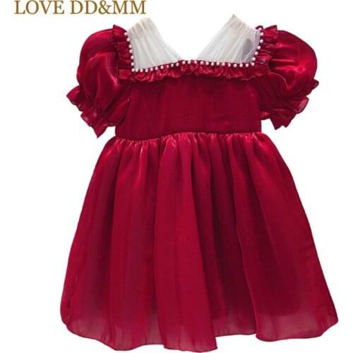 LOVE DD&MM Girls Princess Dresses New Summer Pearl Lace Loose Clothes Children Clothing Vestidos Kids Party Dress Costume 3-8