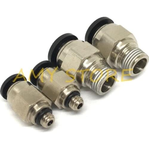 1Pc Blcak PC6-M5 1/8" 1/4" 3/8'' 1/2"BSP Thread Male Straight Pneumatic For 6mm OD Air Hose Tube Push In Quick Connector Fitting