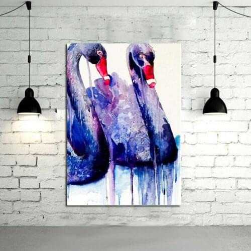 100%Handpainted Oil Painting Swan Couple Paintings on Canvas Modern Abstract Art Best Gift Wall Art Pictures Home Decor