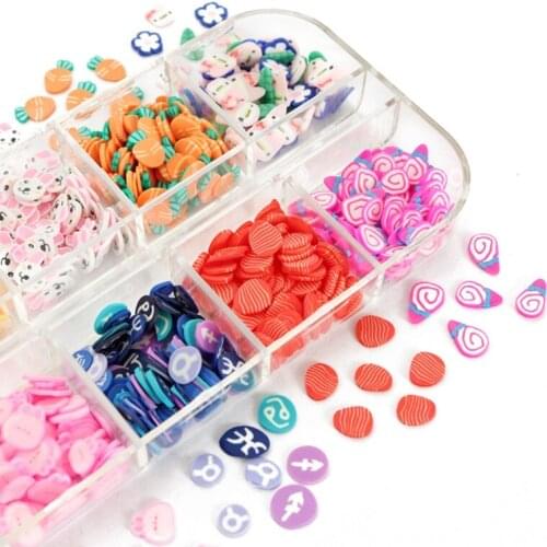 12 Grids Soft Polymer Clay Mini Rabbit Carrot Egg Flower Resin Fillings Glitter Epoxy DIY Resin Jewelry Fillers Crafts