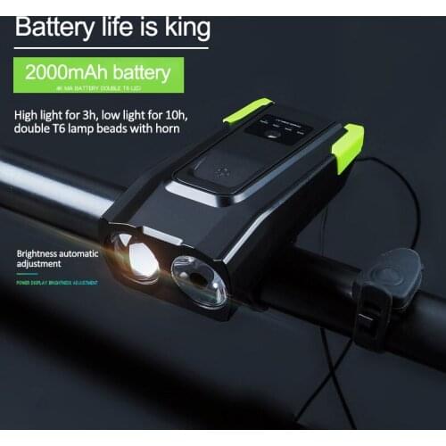 2000/4000mAh Bike Light With Horn 800 Lumen LED Smart Induction Bicycle Front Lamp USB Rechargeable Safety Cycling Flashlight