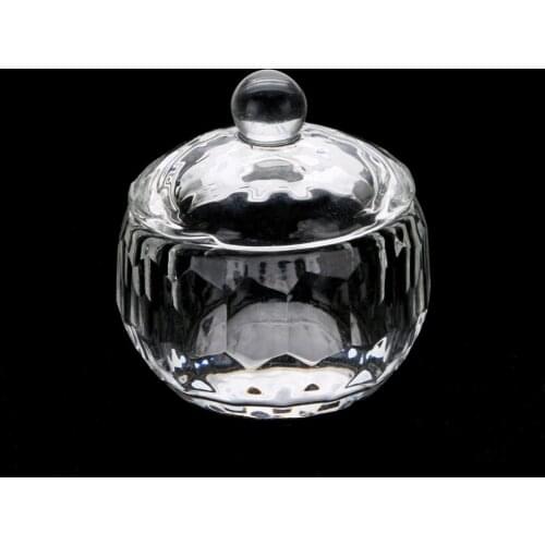 2x Nail Art Acrylic Crystal Glass Dappen Dish Lid Bowl Cup For Liquid Powder