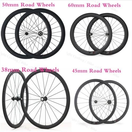 38mm 45mm 50mm 60mm 25mm Wide Carbon Bicycle Wheels 700c Clincher Tubeless Toray Full Carbon Road Bike Rims For 2 Years Warranty