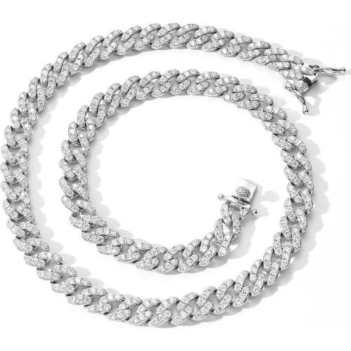 9MM Micro Pave Iced CZ Cuban Link Necklaces Chains Cubic Zircon Mens Necklace Punk Bling HipHop Jewelry