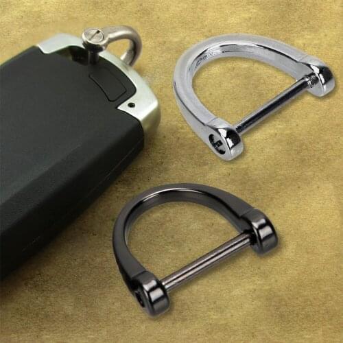 D Shape Horseshoe Key Holder Thick Rod Car Keychain Car Classic Keyring Detachable Open Screw Metal Key Rings Auto Accessories