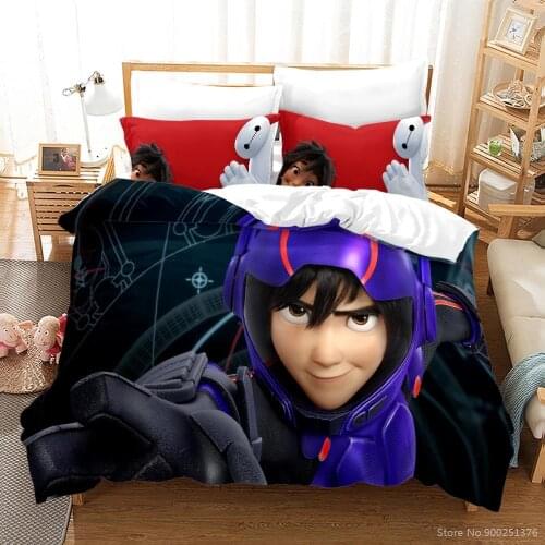 Disney Big Hero 6 Hiro Hamada 3d Bedding Set Queen King Size Duvet Cover & Pillowcase Set Comforter Set Home Textile Bedclothes
