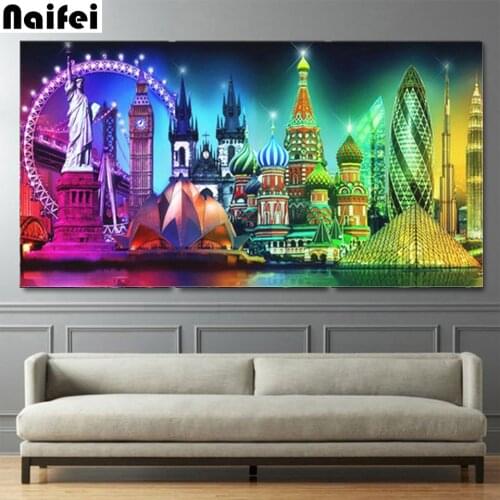 DIY Diamond Painting full Square round Diamond Painting New York city night view Painting Rhinestone Mosaic diamond embroidery