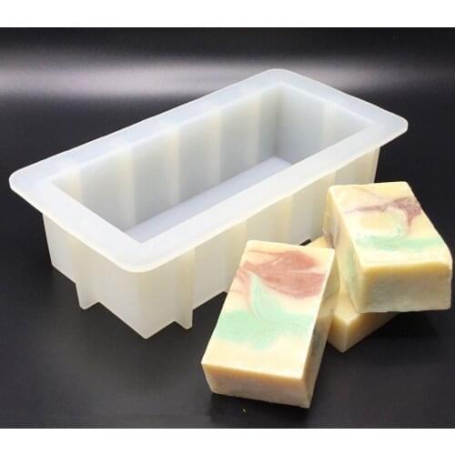 DIY Rectangle Silicone Soap Mold with 5pcs Vertical Acrylic Clapboards 1L Rectangular DIY Toast /Cake Mold Craft Making Tool