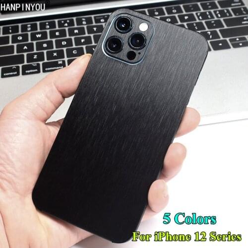 For Apple iPhone 12 mini Pro Max Back Brushed Metal Decal Rear Skin Protective Wire Drawing Sticker Film