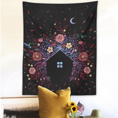 Botanical Wildflower Tapestry Wall Hanging Flower House Hippie Moon Tapestries Colorful Psychedelic INS Star Home Decor