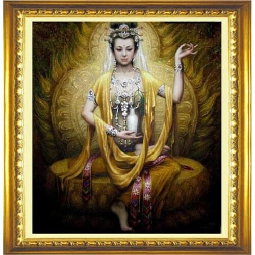 Chinese Silk cross stitch buddha Guanyin god Figure Printed cross-stitch kits for embroidery handmade gift room decor religous
