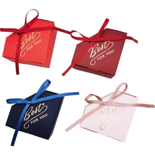 Diamond Shape Red/Blue/Pink Best For You Wedding Favor Box Paperboard Candy Chocolate Box for Party Events
