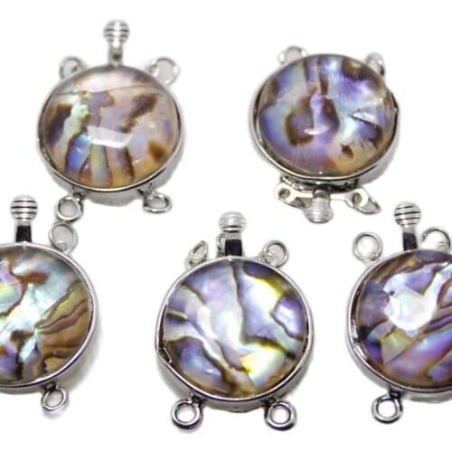 Pretty 5PCS 2ROWS 20mm Natural Abalone Paua Shell Gem Metal Clasp Fashion Jewelr