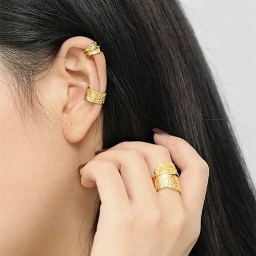 Minimalist Irregular Gold Silver Color Wrap Cartilago Clip On Earrings For Women Egirl No Piercing Fashion Jewelry SD2239