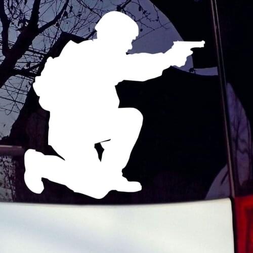 Soldier with Pistol Sticker Hand Gun Military Laptop Window Decal 9.1x8.9cm