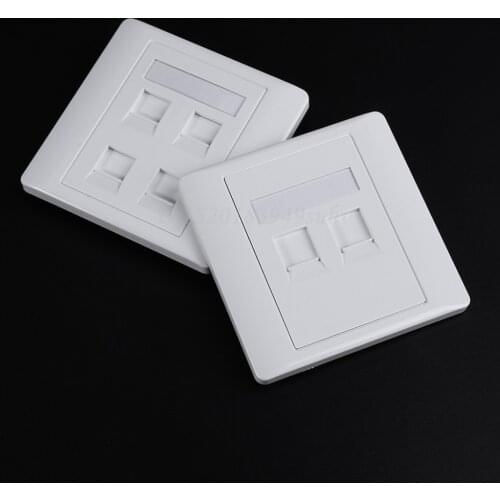 OPEN-SMART 86 Type White Faceplate Wall Plate Socket Dual Ports Network LAN Telephone Panel RJ45 Plug 86x86mm