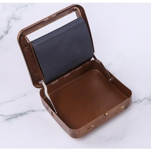 The New Manual Wood Grain Automatic Cigarette Maker set Tobacco Box 70mm Metal Cigarette Rolling Machine Accessories