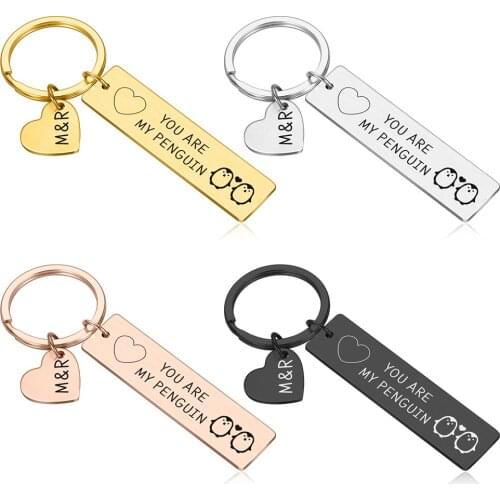 Original Love Gift Customized Couple Lover Name Keychain Free Engraved Name for Anniversary Present Initial Keychain Wholesale