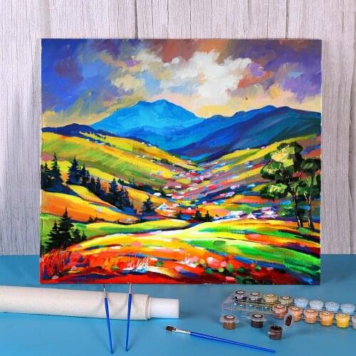 Landscape Svoboda Village Coloring By Numbers Painting Set Oil Paints 50*70 Picture By Numbers Photo Decorative Drawing