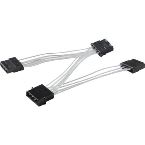 Plus 4Pin 1 to 3 Splitter IDE Power Data Extension Cable Silver Plated Male to Female 15cm