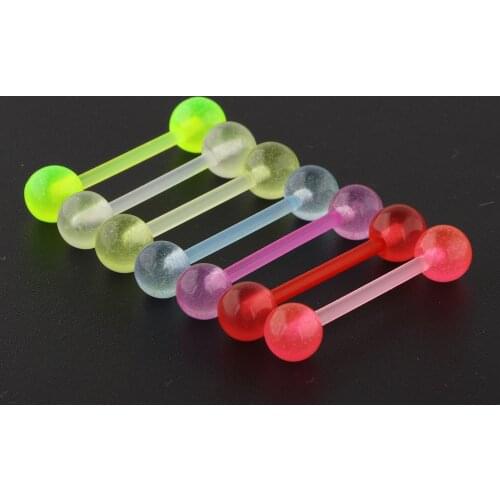 Fanpeijy 14G Acrylic Ball Flexible Body Piercing Jewelry Tongue Barbells Nipple Rings for Women Men Helix Tragus Earring 1/7pcs