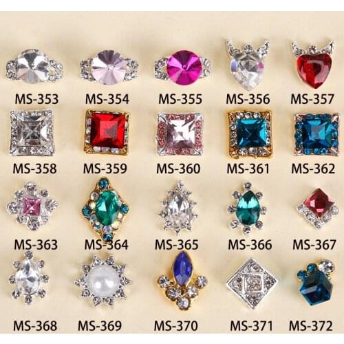 100Pcs/Lot 3D Glitter Rhinestones For Nails 20 Kinds For Your Choice Alloy Nail Art Decoration Charms DIY Manicure Accessories