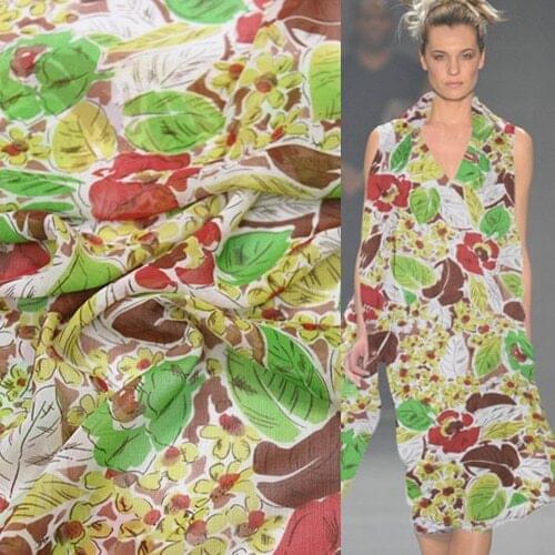 Sheer silk fabric Flower print 100% pure silk georgette fabric 45" width by yard,SCG105