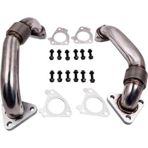 2PCS 6.6L Duramax Heavy Duty Ugraded Up Pipes for Chevy GMC 2001-2016 W/Gaskets