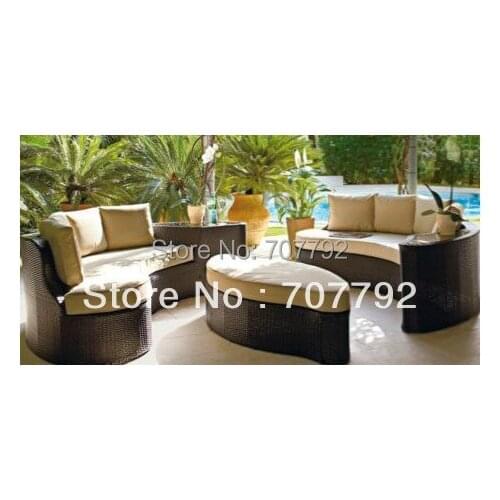 Outdoor Rattan Effect 6 Seat Furniture Sofa Set with Cushions